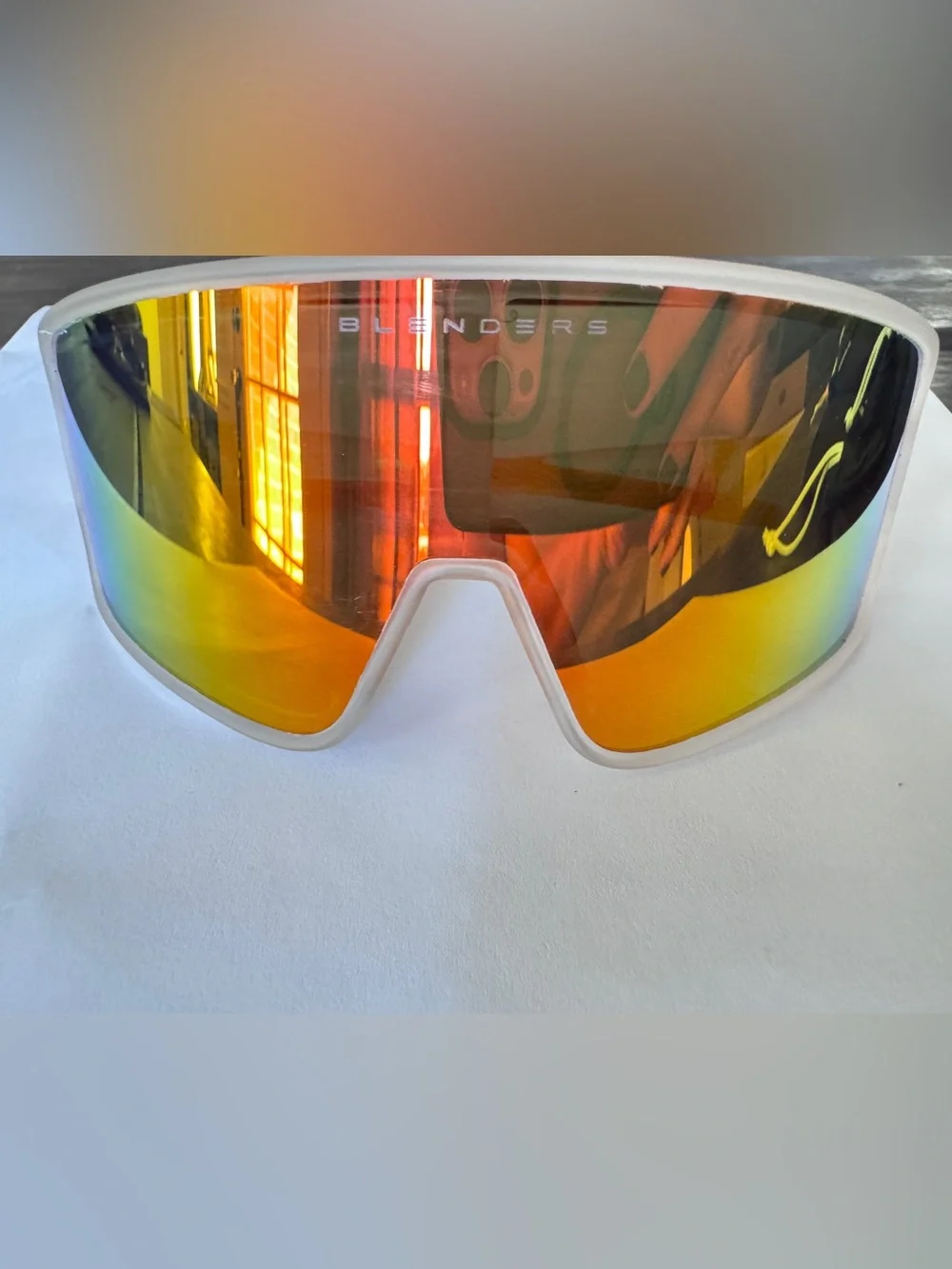 Blenders Eyewear White Frame Sunglasses with Orange Mirror Lens